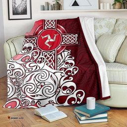 Celtic Premium Blanket Isle Of Man Flag With Celtic Cross