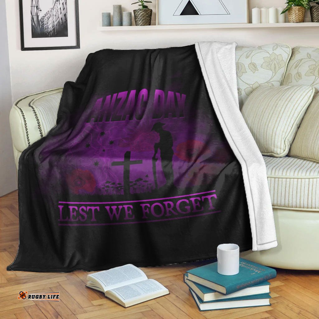 ANZAC Day Remember Australia and New Zealand Purple Premium Blanket