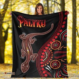 Palyku Aboriginal Premium Blanket Aboriginal Lizard With Dot Painting Pattern