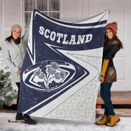Scotland Rugby Premium Blanket Celtic Scottish Rugby Ball Thistle Ver