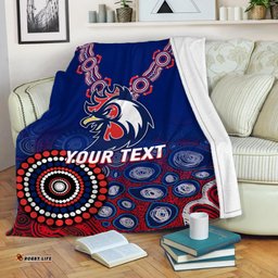 Custom Personalised Roosters Rugby Aboriginal Art Blanket