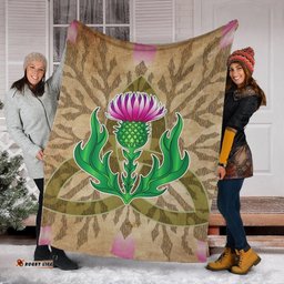 Scottish Premium Blanket Thistle Flowers Celtic Knot Vintage Style