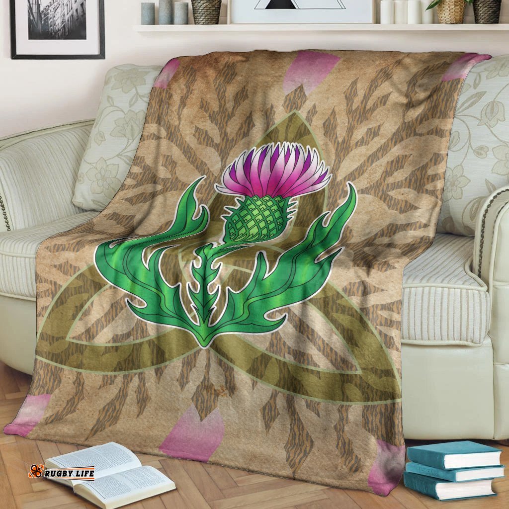 Scottish Premium Blanket Thistle Flowers Celtic Knot Vintage Style