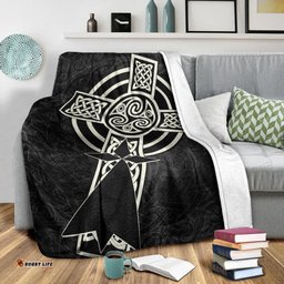 Brittany Celtic Premium Blanket Celtic Cross and Stoat Ermine Skew Style
