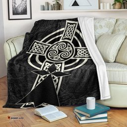 Brittany Celtic Premium Blanket Celtic Cross and Stoat Ermine Skew Style