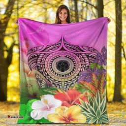 CNMI Polynesian Premium Blanket Manta Ray Tropical Flowers