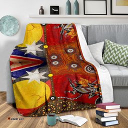 Premium blankets Aboriginal Dot Painting and Flags, Crocodile