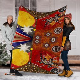 Premium blankets Aboriginal Dot Painting and Flags, Crocodile