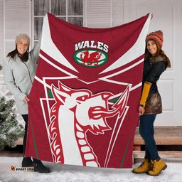Wales Rugby Blanket Celtic Welsh Dragon With Triskelion