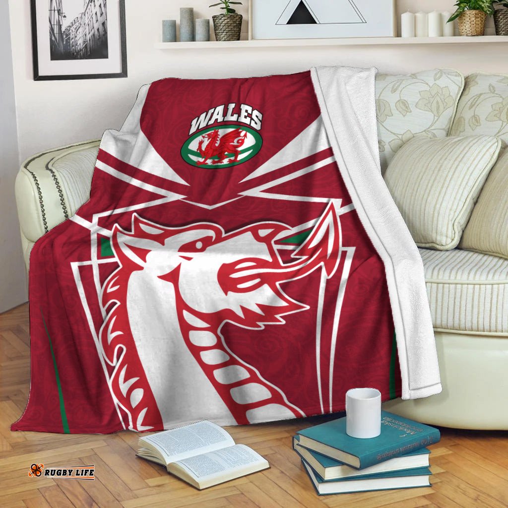 Wales Rugby Blanket Celtic Welsh Dragon With Triskelion