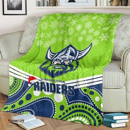 Raiders Rugby Christmas Blanket Merry Xmas Mix Aboriginal Art