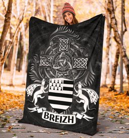 Celtic Premium Blanket Brittany Flag With Celtic Cross