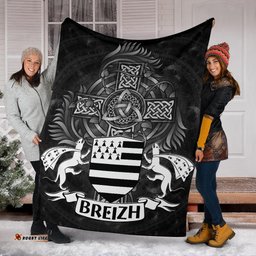 Celtic Premium Blanket Brittany Flag With Celtic Cross