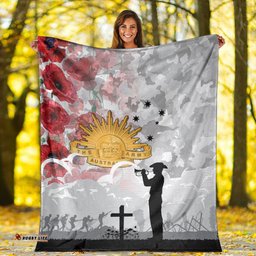 ANZAC Day Lest We Forget Camouflage and Poppy Premium Blanket