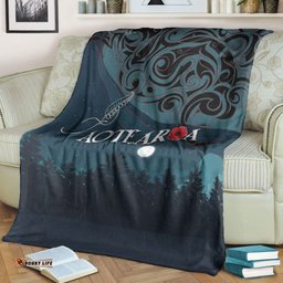 New Zealand Paua Silver Fern Poppy Premium Blanket