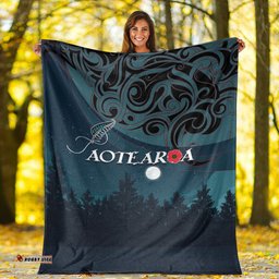 New Zealand Paua Silver Fern Poppy Premium Blanket