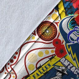 Copy of Cowboys Rugby ANZAC Day Watercolour Blanket Custom Remembrance Cowboys With Poppy Flower