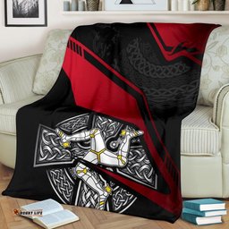 Isle Of Man Celtic Premium Blanket Celtic Cross and Manx Triskelion