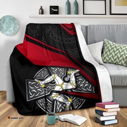 Isle Of Man Celtic Premium Blanket Celtic Cross and Manx Triskelion