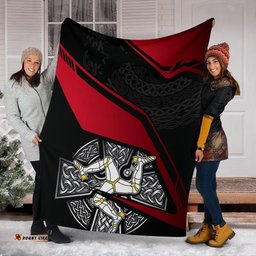 Isle Of Man Celtic Premium Blanket Celtic Cross and Manx Triskelion
