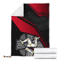 Isle Of Man Celtic Premium Blanket Celtic Cross and Manx Triskelion