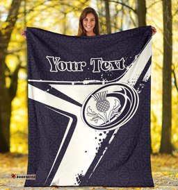 Custom Text Scotland Rugby Personalised Premium Blanket Scottish Rugby