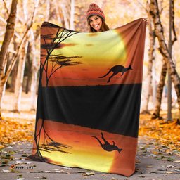 Australia Blanket Australia Kangaroo Sunset Background