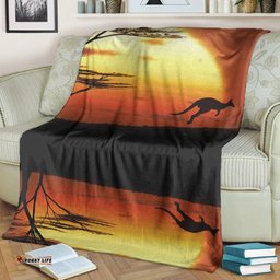 Australia Blanket Australia Kangaroo Sunset Background
