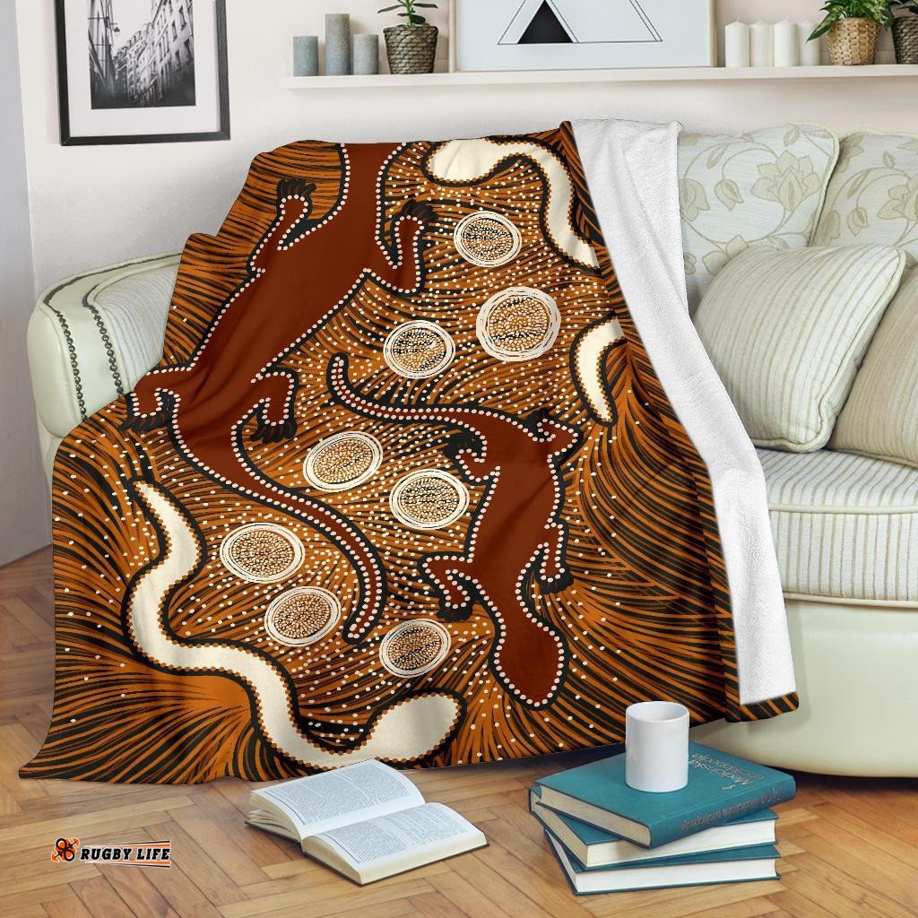 Aboriginal Premium Blanket Indigenous Brown Lizard and White Snake