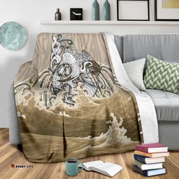 Maori Manaia The Blue Sea Premium Blanket, Golden