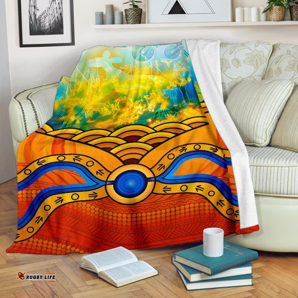 Aboriginal Premium Blanket, Australia Kangaroo Sky