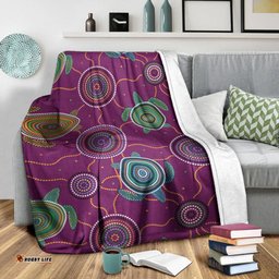 Premium Blanket Aboriginal Turtle Purple Australia Dot Patterns
