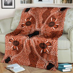 Australia Aboriginal Inspired Blanket - Indigenous Map Aboiginal Inspired Dot Painting Style