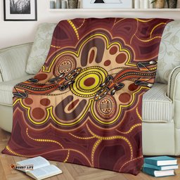 Aboriginal Premium Blankets, Indigenous Lizard Dot Painting Art