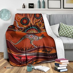 Aboriginal Premium Blanket Kangaroo With Dot Painting