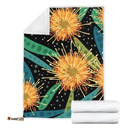 Australia Flowers Aboriginal Blanket - Australian Yellow Hakea Flower Art Blanket