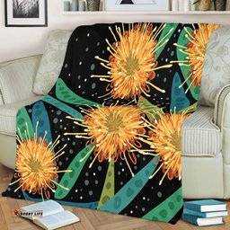Australia Flowers Aboriginal Blanket - Australian Yellow Hakea Flower Art Blanket