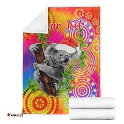 custom personalised australia koala aboriginal premium blanket rainbow tie dye merry christmas