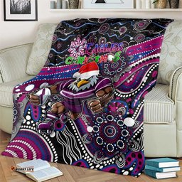 Merry Christmas Manly Warringah Sea Eagles Blanket Aboriginal Santa Rugby Mascot Silvertails
