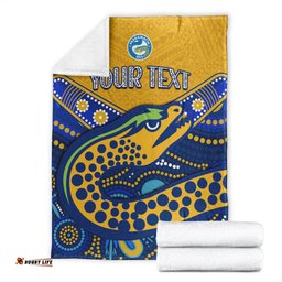Custom Personalised Eels Rugby Premium Blanket Aboriginal and Polynesia Parramatta