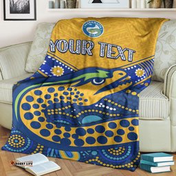 Custom Personalised Eels Rugby Premium Blanket Aboriginal and Polynesia Parramatta