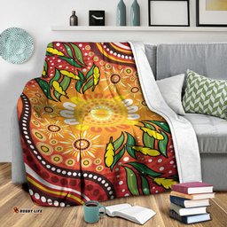 Australia Aboriginal Inspired Blanket - Leaf Aboriginal Art Background