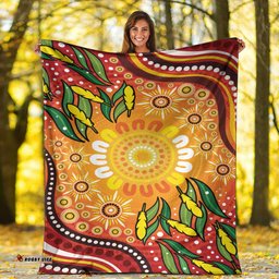 Australia Aboriginal Inspired Blanket - Leaf Aboriginal Art Background