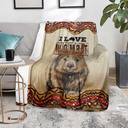 I Love Wombat Blanket Australian Aboriginal Art