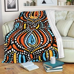 Australia Aboriginal Blanket - Traditional Australian Aboriginal Native Design (Black) Ver 2 Blanket