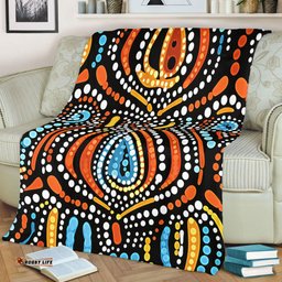 Australia Aboriginal Blanket - Traditional Australian Aboriginal Native Design (Black) Ver 2 Blanket