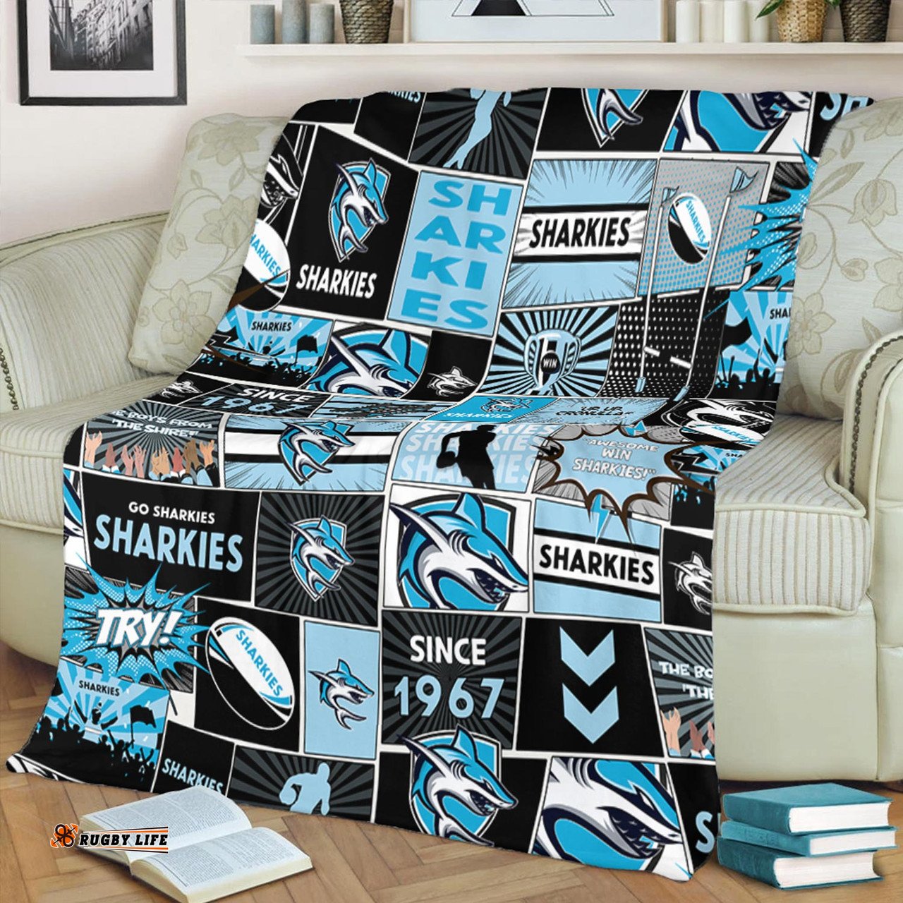Cronulla-Sutherland Sharks Premium Blanket - Team Of Us Die Hard Fan Supporters Comic Style