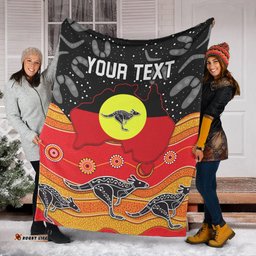 Custom Personalised Aboriginal Flag Premium Blanket Map Aussie