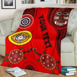 Custom Text Premium Blanket Aboriginal Dot Pattern Turtle