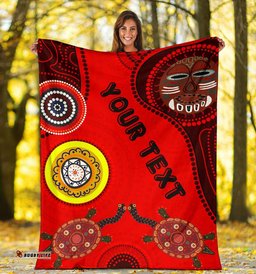 Custom Text Premium Blanket Aboriginal Dot Pattern Turtle